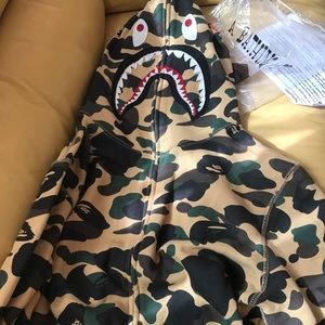 Bape 1st Camo Yellow Full Zip Shark Hoodie